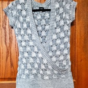 Gray silver shimmer sweater vest